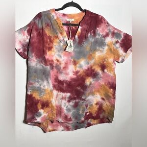 Easel Multicolor Tie-Dye Blouse